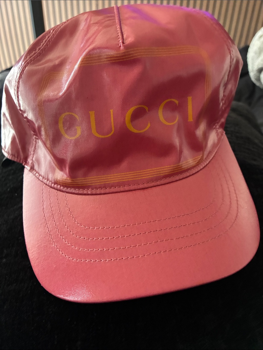 Gucci Pink and Gold Logo Cap